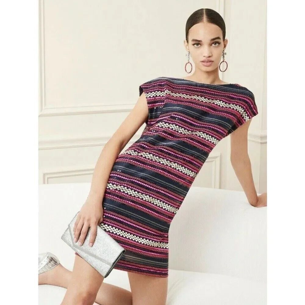 NEW Trina Turk Women’s 2 Breene Sequin Stripe Shift Dress